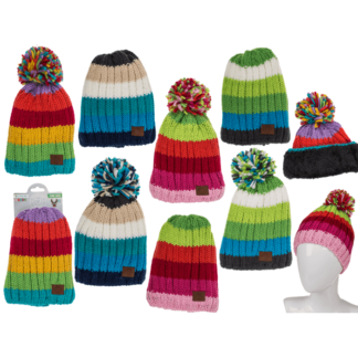 Kids Comfort cap with pompom, Rainbow Colours