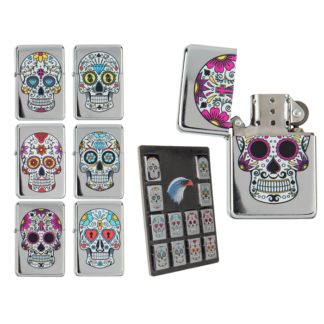 Petrol lighter, Coloured Skull,
