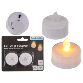 Tealight with warm white flickering LED,