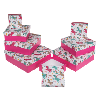 Pink gift box with unicorns,