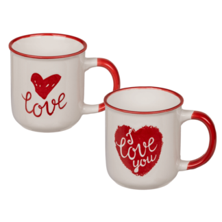 New bone china mug, red heart & I love you,