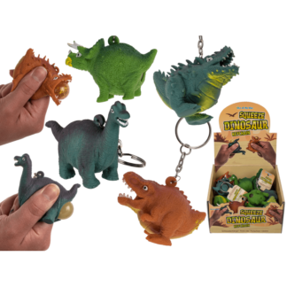 Metal keychain, Squeeze dinosaur,