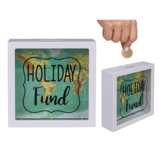 White Plastic Savings Box, Holiday Fund,