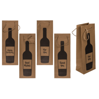 Wine bottle craft paper gift bag, with jute