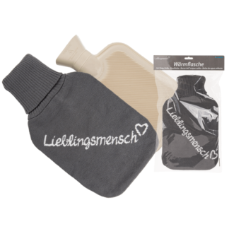 Ivory colored hot water bottle, Lieblingsmensch,