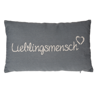 Grey coloured decoration cushion, Lieblingsmensch,