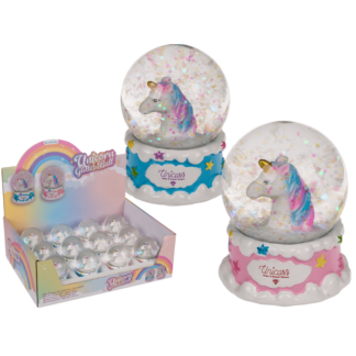 Polyresin glitter globe, Unicorn,