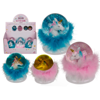 Polyresin glitter globe, Unicorn,