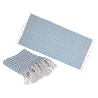 White/blue coloured Fouta Towel (for sauna &,
