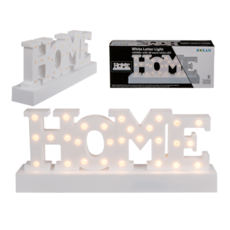 White plastic letter light, Home,