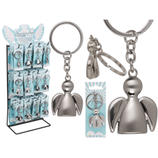 Brushed Metal Keychain, Angel,
