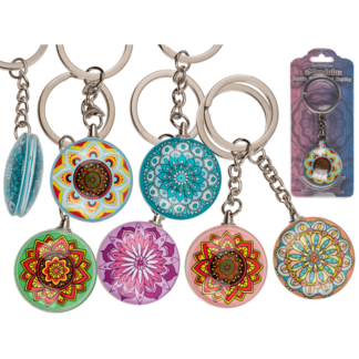 Double sided metal keyring, Mandala,