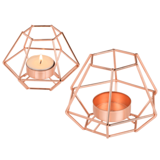 Rose gold metal tealight holder,