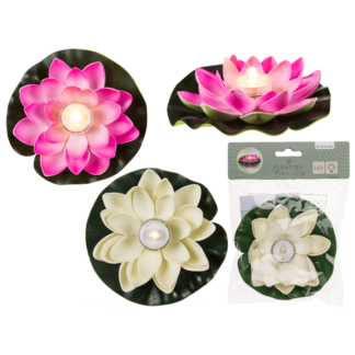 Floating water lily with warm white LED,