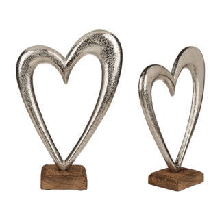 Metal heart on sleeperwood base,