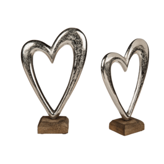 Metal heart on sleeperwood base,