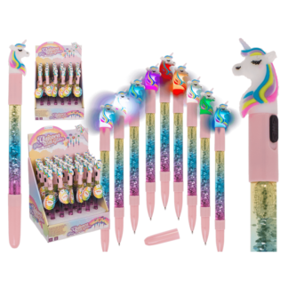 Pen with glitter & colourchanging light,