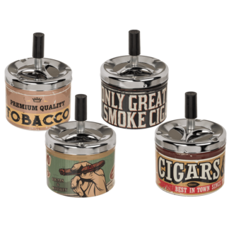 Metal push down ashtray, Tobacco,