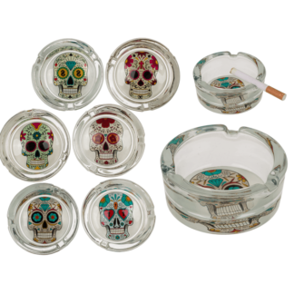 Glass ashtray, Coloured Skull,