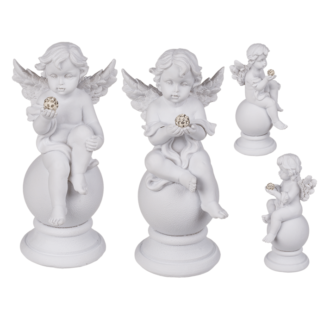 Sitting Polyresin Angel with Crystal Deco on