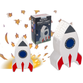 Night light with star projector, rocket,