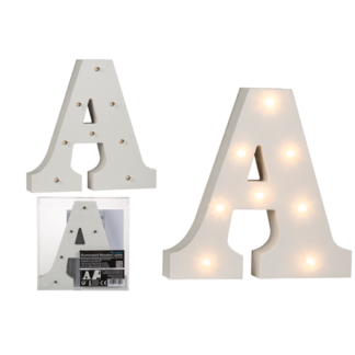 Illuminated wooden letter A, with 8 LED,