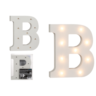 Illuminated wooden letter B, with 9 LED,