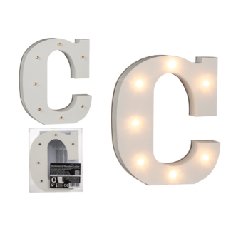 Illuminated wooden letter C, with 7 LED,