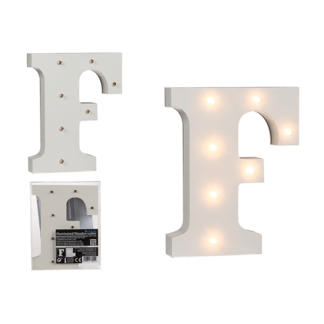 Illuminated wooden letter F, with 7 LED,