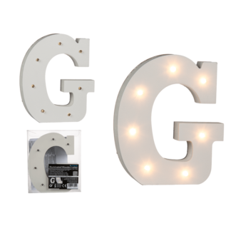 Illuminated wooden letter G, with 7 LED,
