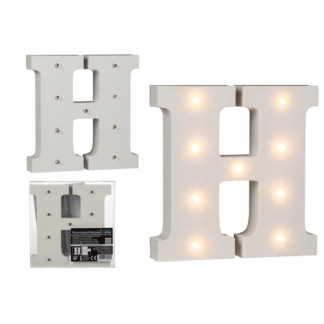 Illuminated wooden letter H, with 9 LED,