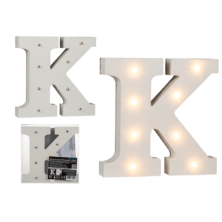 Illuminated wooden letter K, with 8 LED,