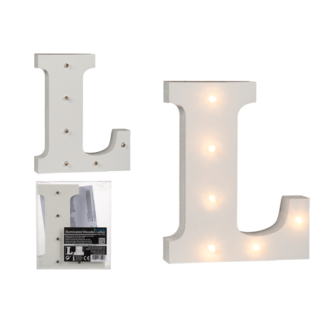 Illuminated wooden letter L, with 6 LED,