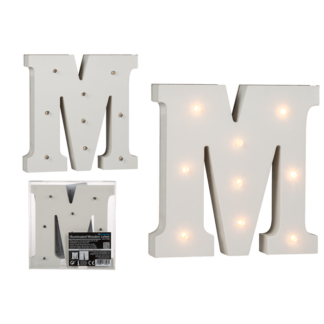 Illuminated wooden letter M, with 9 LED,