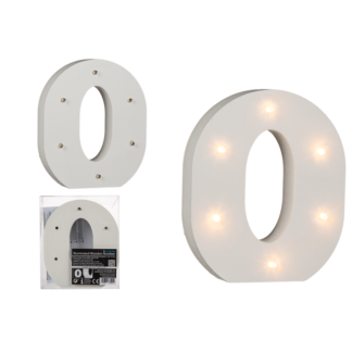 Illuminated wooden letter O, with 6 LED,