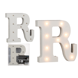 Illuminated wooden letter R, with 9 LED,