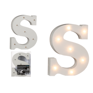 Illuminated wooden letter S, with 7 LED,