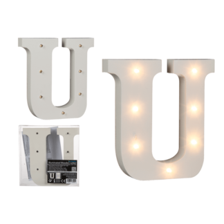 Illuminated wooden letter U, with 7 LED,