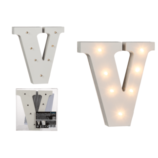 Illuminated wooden letter V, with 7 LED,