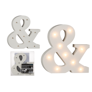 Illuminated wooden symbol &, with 9 LED,