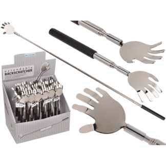Extendable metal back scratcher with rubber