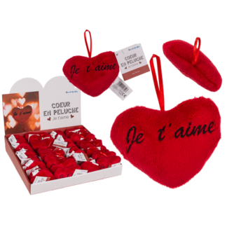 Red plush heart , Je t' aime,