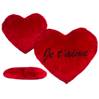 XXL-Red plush heart, JE T'AIME,