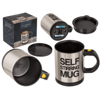 Self stirring mug, stainless steel with plastic,
