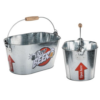 Oval metal bucket, Cold Beer,