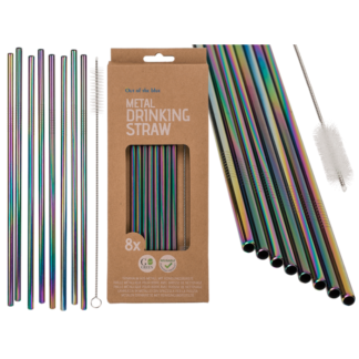 Metal drinking straw with cleaning brush,