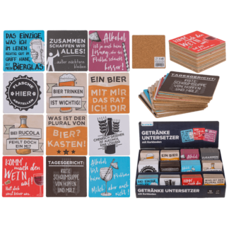Coaster with cork backing, Slogans