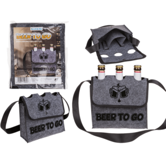 Grey shoulder bag, Beer to go, for 3 bottles