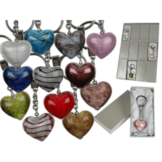 Keyring, glass heart,
