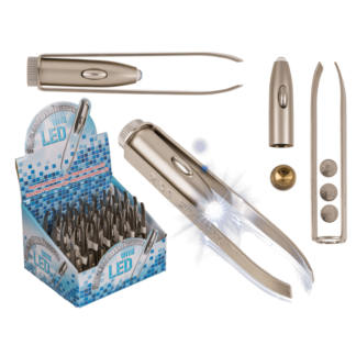 Stainless steel tweezer with LED (incl. batteries)